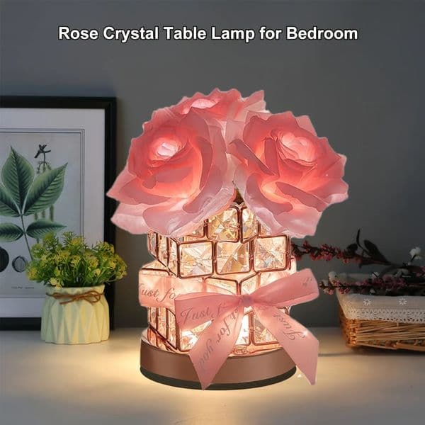 LED 3color Decorative Table Lamps Romantic Crystal Rose Holiday Gift for Girl Friend Valentines Day Birthday Aromatherapy Night 241121