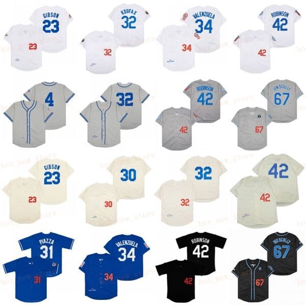 Retired 67 Vin Scully Baseball Jersey 4 Herman 23 Kirk Gibson 30 Maury Wills31 Mike Piazza 32 Sandy Koufax 34 Fernando Valenzuela 42 55 Orel Hershiser Vintage Retro