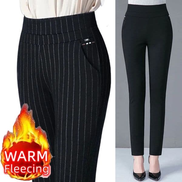 Thin Thick Winter Pencil Pants Fleece Thermal Womens Snow Plush Strench Lady OL Slim Trousers Thichen Femal Clothing Leggings 241121Z