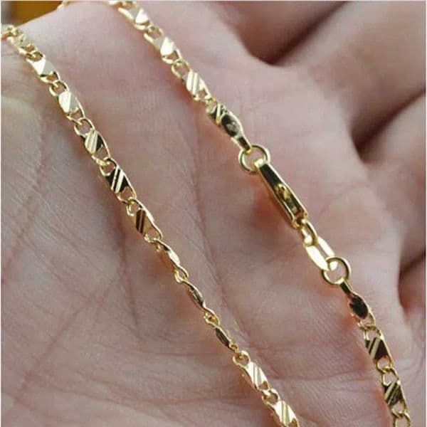 Exquisite Fashion 18K Gold Color Filled Necklace For Women Men Size 16-30 Inch Jewelry Chain WholesaleX241123