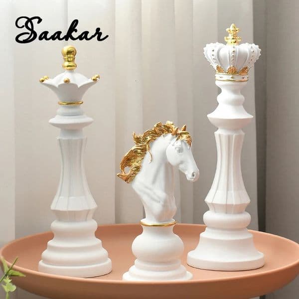 SAAKAR International Chess Resin Decorative Ornaments Home Interior Office Figurines King Queen Knight Statue Collection Objects 241121