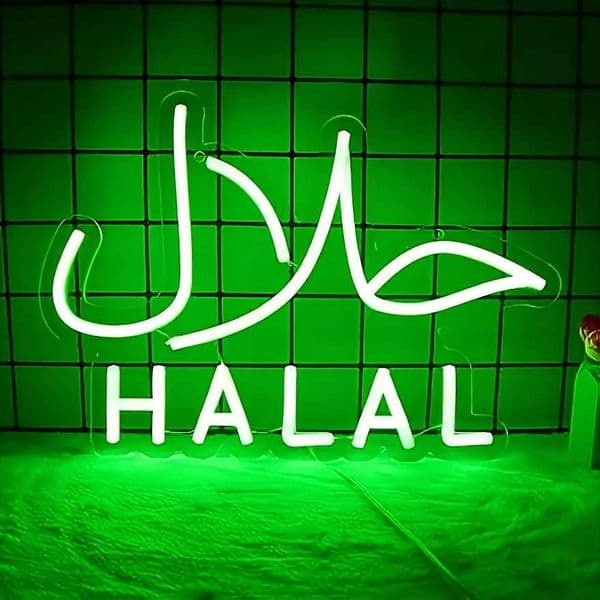 Halal neon sign for wall decoration neon sign arabian restaurant nail salon business led wall art window door halal restaurant Z241123