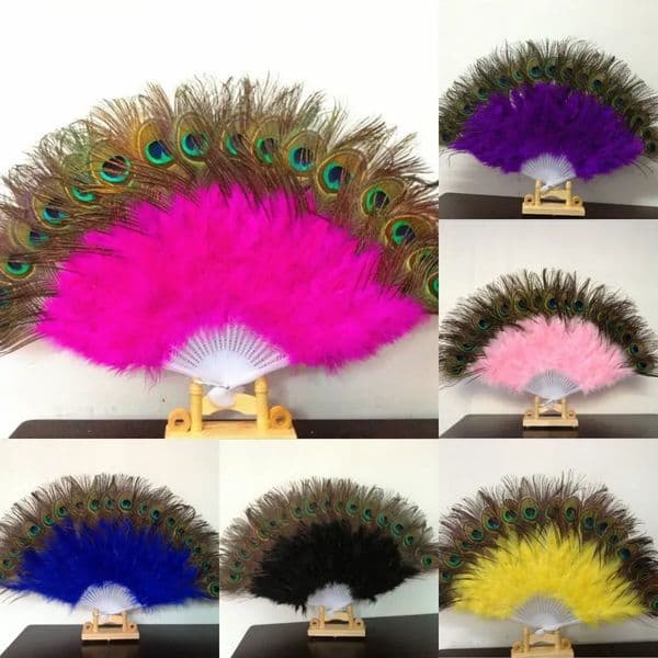 Peacock Feather Hand Fan Dancing Bridal Supply Decor Chinese Style Classical Fans Party Favor B2