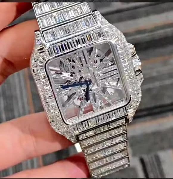 Factory Custom Pass Test VVS Lab Grown Hpht Unisex Hip Hop Full Iced Out Dia Watch Party Gift