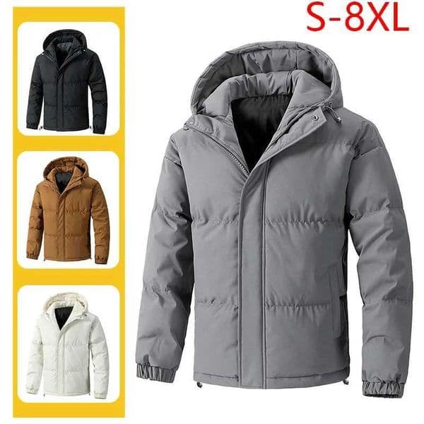 8XL New Autumn Men Warm Outdoor Windproof Hooded Parka Jacket Men Winter Solid Zipper Casual Fashion Large Size Jacket CoatXJ241122