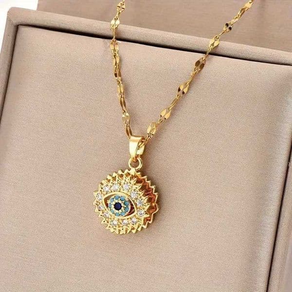 18k Gold Plated Titanium Steel Chain Rotating Evil Eye Pendant Necklace Gives Women Creative Jewelry To DecomprX241123