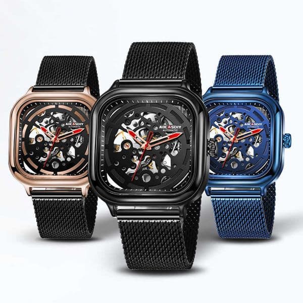 Luxury Watch Mens Mechanical Watch Trendy Hollow Square Automatic Mechanical Watch Waterproof Mens Watch 241108