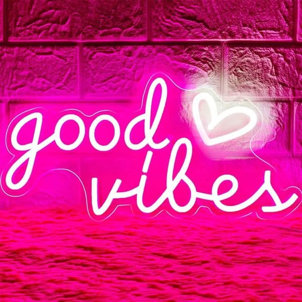 Neon Sign for Wall Decor Good Vibes Neon Lights Sign LED Signs for Bedroom Wall Pink LED Neon Lights Sign for Room Wall Decor Z241123