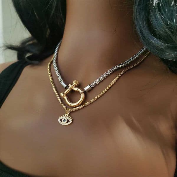 Oil free waterproof jewelry 18K gold-plated stainless steel rope chain two tone necklace YF3383 X241123