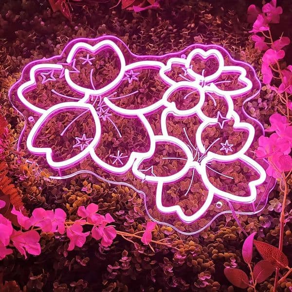 Sakura Neon Sign Cute Style LED Neon Light Dimmable Engraving Art Wall Light Suitable for Bedroom Playroom Florist Birthday Gift Z241123