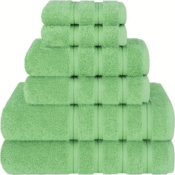 Luxury 6 Piece Towel Set, 2 Bath Towels 2 Hand Towels 2 Washcloths, 100% Cotton Turkish Towels for Bathroom, Sage Green Towel Sets