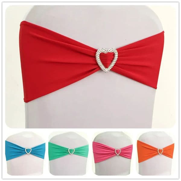 10 pieces of 50 pieces elastic chair belt bow heart-shaped buckle elastic spandex wedding chair belt tie 241125