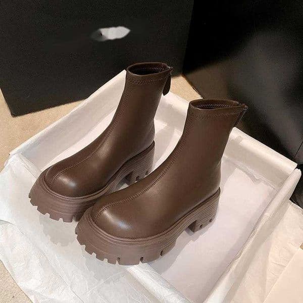 Autumn Winter Boots Short Boots Womens Versatile Coarse Heel Korean Thin Boots Thick Bottom Height Boosting Maillard Boots Womens Boots