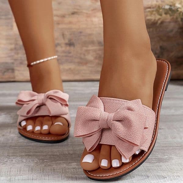 Slippers Women Flats Summer Fashion Bow Tie Sandals Shoes For Flat Casual Beach Slides Zapatos De Mujer