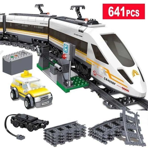 By Power High-speed Railway Fuxing Hexie Electric Locomotive Train Building Blocks Toys for Children Technical Bricks KidsXJ250318