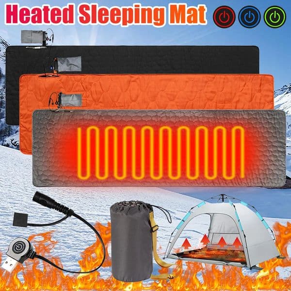198X61cm Camping Heating Sleep Mat Outdoor Travel USB Electric Blanket Seat Heater Portable Seat Tent Heater Mat 241125
