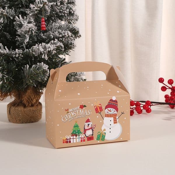 Christmas Kraft Paper Candy Boxes 16x9x9cm Holiday Gift Packaging Boxes for Party Treats and Favors