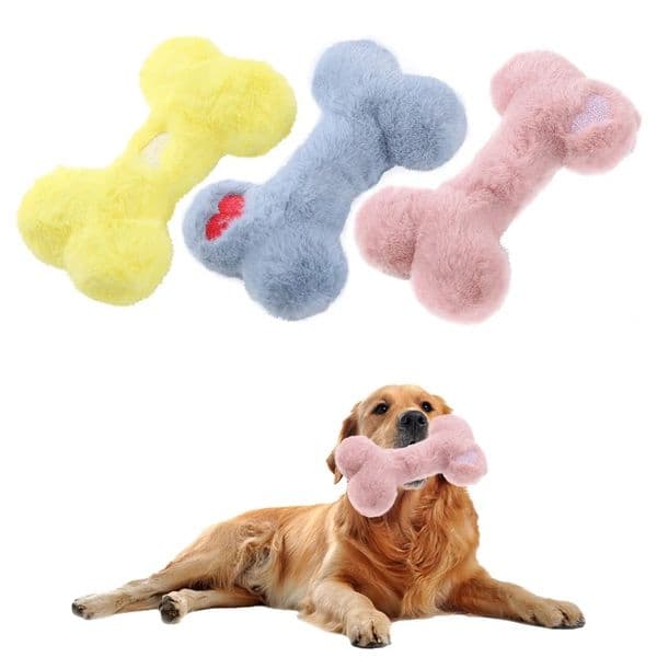 Cute Love Bone Plush Vocal Dog Toys Containing BB Called Grinding Teeth Bite Resistant Interactive Play Pet Supplies Free shipping