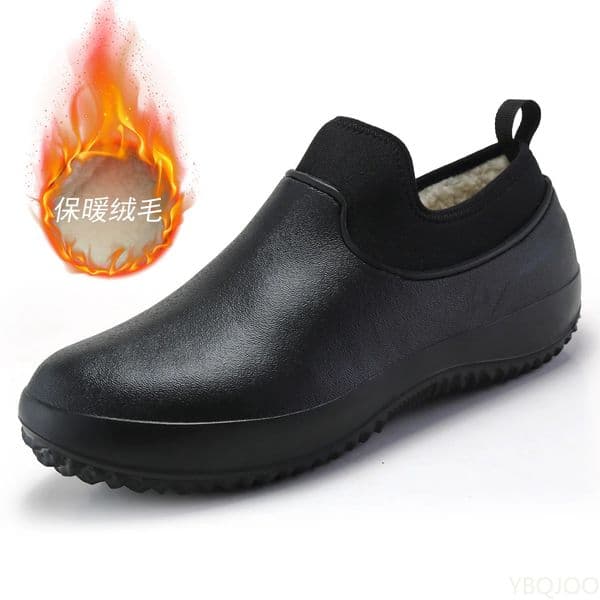 Mens kitchen work shoes anti slip chef shoes casual unisex work shoes water shoes raincoat cotton boots plus size 241126