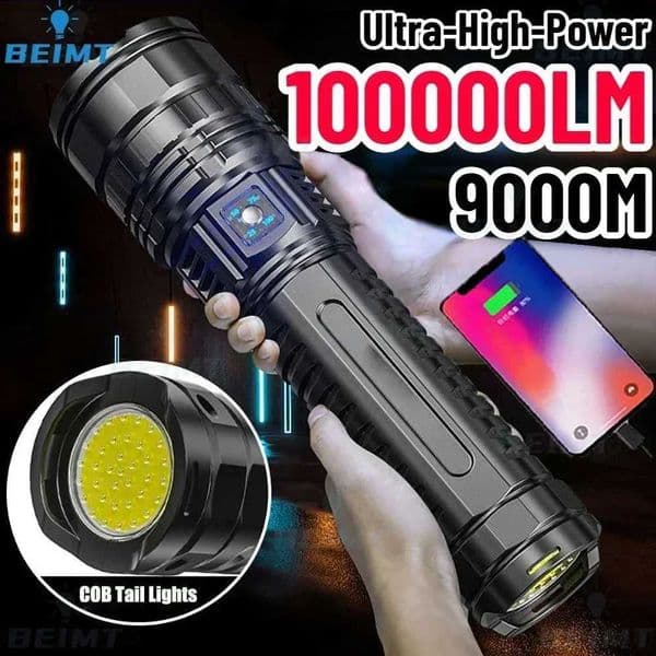15000mah Built-in Battery 1000W Most Powerful Led Flashlights Tactical Flash Light Emergency Spotlights 4km Holiday Gifts Z241126