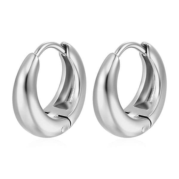 Circle Earrings European American Plated Stainless Steel Round Curved Ear Buckle Simple All-match Titanium Steel Ear Decoration Wholesale