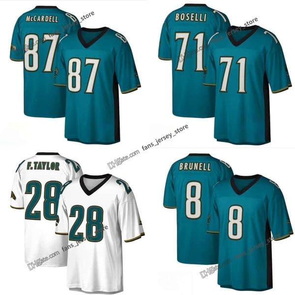 75th Throwback 28 Fred Taylor Football Jerseys 71 Tony Boselli 1997 87 Keenan McCardell 32 Maurice Jones-Drew 8 Mark Brunell Stitched Jersey Mens S-XXXL