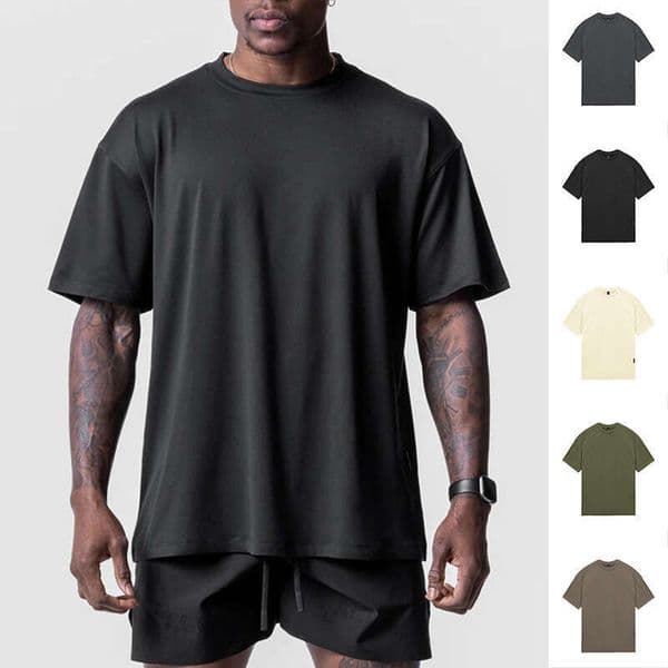 Summer Men's T-Shirt European And American Youth Loose Round Neck Short Sleeved Plus Size Quick Drying Casual Base Top B2