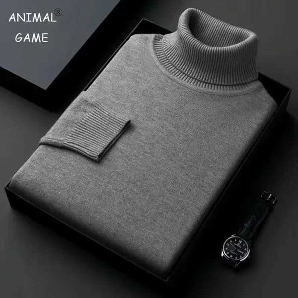 New Mens Long Sleeve Knitted Sweater Solid Color Turtle Neck Coats Ultra Thin Fit Pulling Flower Mens Clothing Lightweight Street Clothing W241126