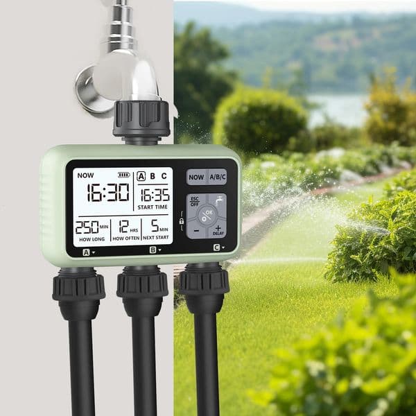 Eshicos ly designed 3-zone water timer independent water planning garden lawn intelligent automatic drip irrigation battery driven 241125