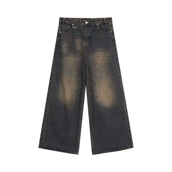 Men's Baggy Straight Jeans Distressed Blue Fashion Youth Streetwear Denim Pants Personality Hip Hop Male Trousers Trendy Brand