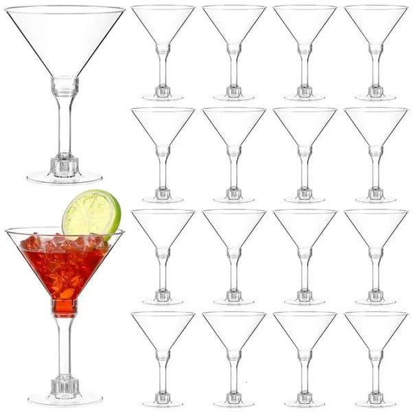 20 pieces of transparent decorative cups transparent plastic Martini glass disposable whiskey cups cocktail cups party bars 241126ww