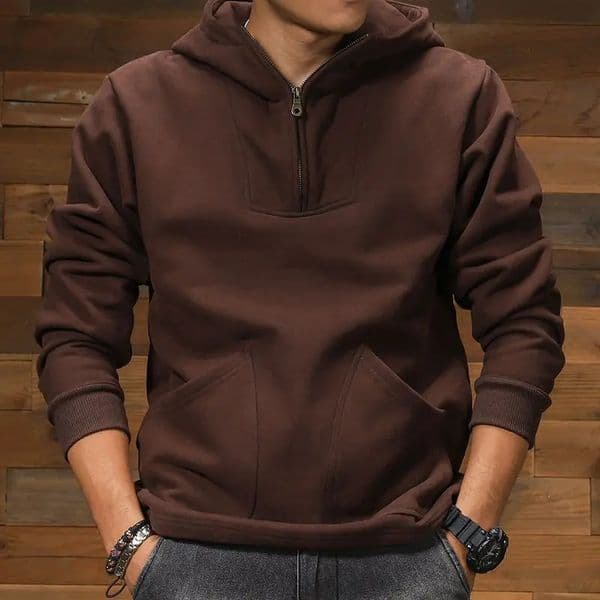 Mens sportswear color matching mens clothing wool full zipper hooded loose one-piece street clothing warm and novel 241125