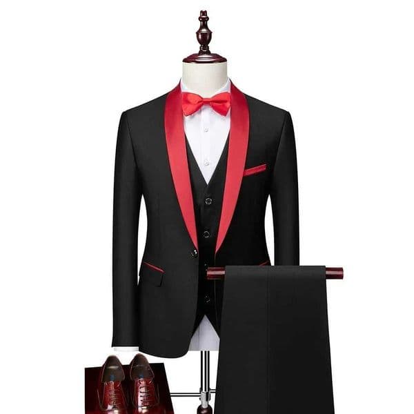 Mens 3-piece tight fitting formal slim evening gown dance set/Mens groom wedding jacket pants vest X2411263