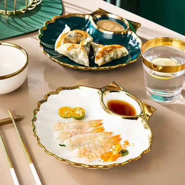 Ceramic adhesive dinner plate household adhesive special shaped plate sushi breakfast plate home decoration and decoration 241126
