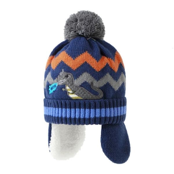 Connectyle Preschool Boys Beanie Hat Wool Lining Winter Snow Ski Hat Eartips Thick Knitted Soft Warm Skull Hat 241125