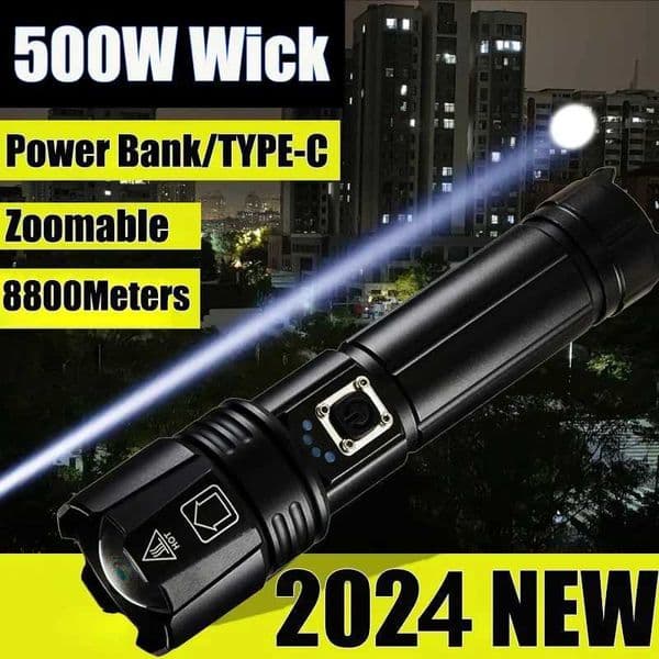 8800Meters Led Flashlight Rechargeable Torch TYPE-C Powerful Tactical Flash Light Zoomable Hunting Lantern Waterproof Hand Lamp Z241126