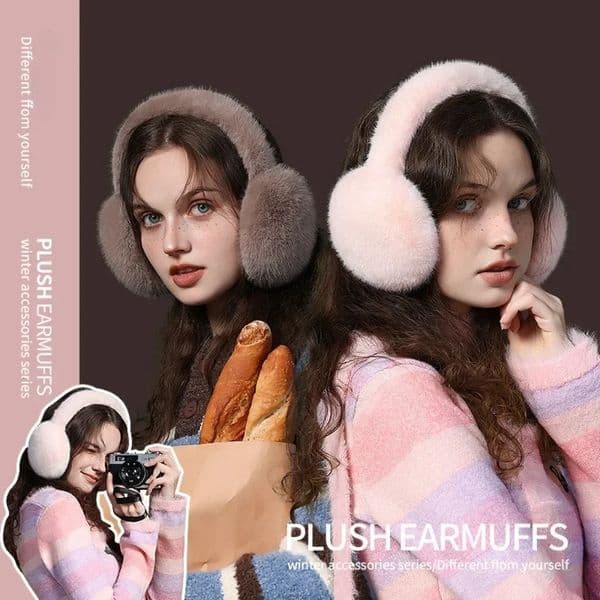 Soft plush earmuffs warm winter earmuffs fashionable earmuffs outdoor cold protection solid color earmuffs foldable earmuffs 241127