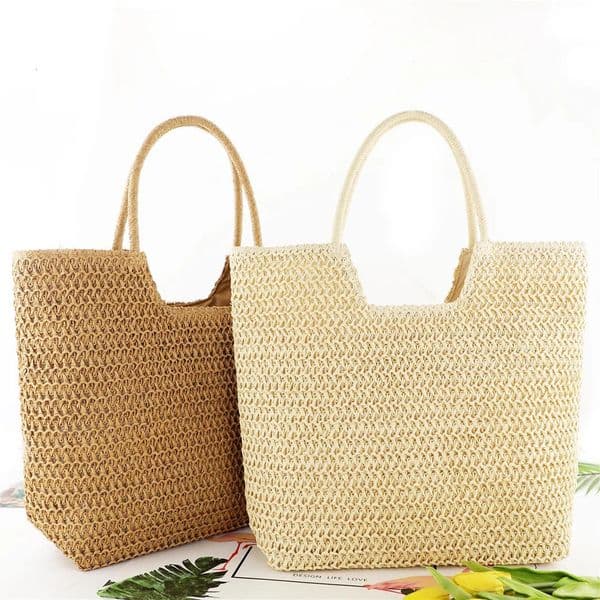 Womens straw bag womens shoulder bag solid color shoulder bag summer womens handbag womens handmade travel handbag 241127