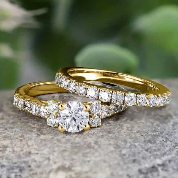 14K gold laboratory diamond ring set 925 sterling silver engagement and wedding ring womens commitment party finger band giftXJ250327