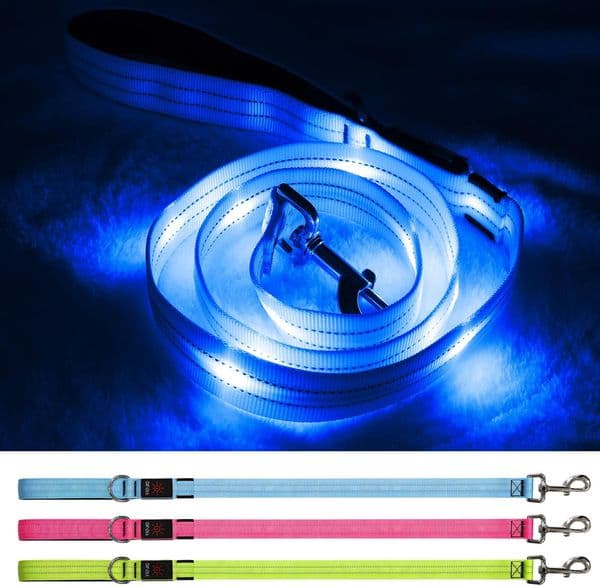 Dog Collar Designer Blinlit Led Leash, Ft Light Up Rechargeable Waterproof, dog leash Nylon Reflective Leashes With Padded Handle Night Walking, Safety Glow I