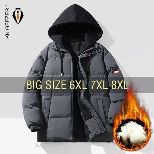 Winter Jackets Men Parkas Thicken Warm Cotton Hoodie Coats Oversize 6XL 7XL 8XL Plus Size Windbreak Black Loose Male Waterproof 241126