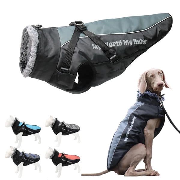 Large dog suit with reflective straps waterproof dog jacket soft large dog coat windproof Labrador Retriever clothing 241126