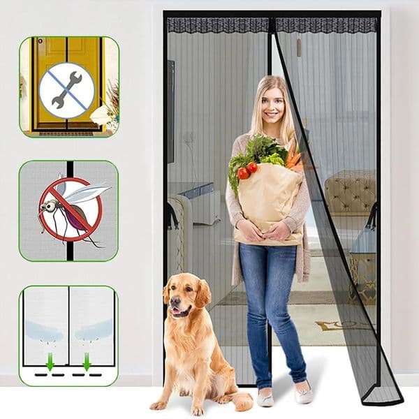 Sheer Curtains Mosquito net magnetic door curtain no punched insulation 2024 kitchen and living room automatic curtain closure net 241126