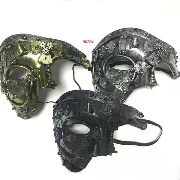 Mechanical Equipment Steampunk Phantom Makeup Cosplay Mask Half Face Costume Halloween Christmas Party Props Adult Anime Mask 241126