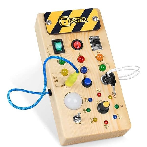 Montessori Busy Board Sensory Toys Wooden With LED Light Switch Control Travel Activities Children Games For 24 Years Old 241127