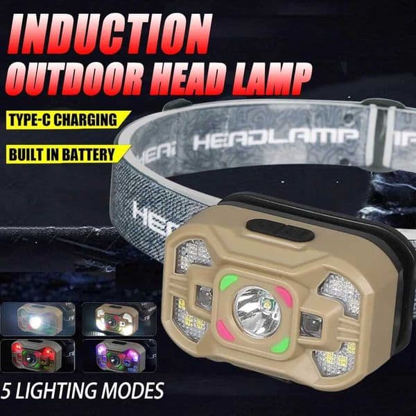 COB+XPE LED Induction Headlamp USB Rechargeable Head Flashlight Waterproof Headlight LED Head Torch for Outdoor Fishing Running Z241129