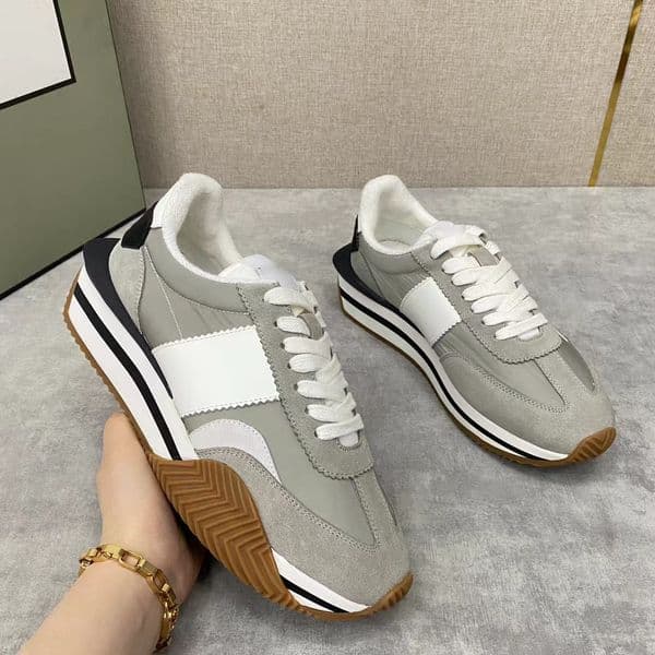 2025 Winter Design James Mens Casual Sneakers Shoes Leather-Trimmed Nylon & Suede Outdoor Sports Chunky Rubber Sole Skateboard Walking White Designer Skate Shoe Box
