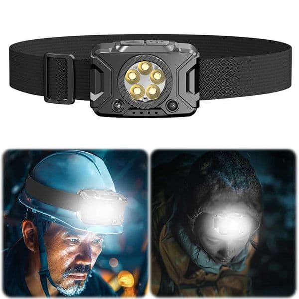 LED Mini Powerful Headlamp Motion Sensor Camping Search Light USB Rechargeable High Brightness Headlight 300LM for Night Fishing Z241129