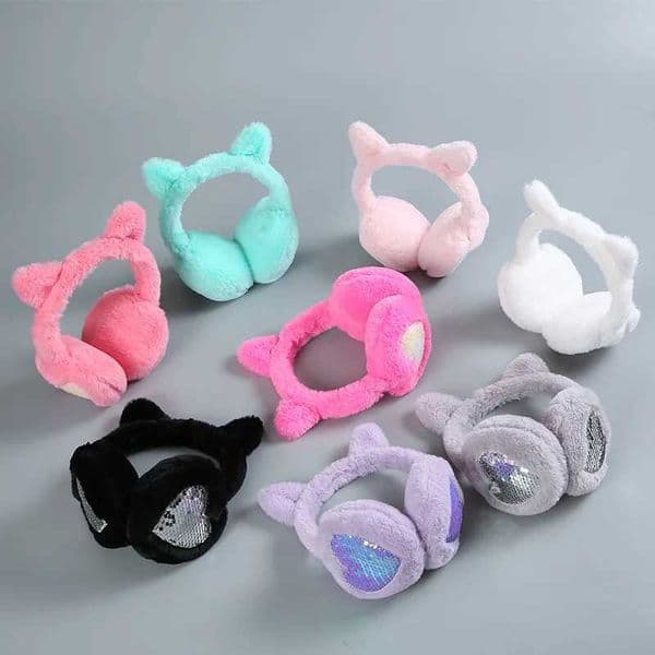 Childrens Cats ears Steamedc atearsh APedbr eaDWar mear muffsinw in tershi nyseq uinsear muffssof tplu shear muffssui tablefor chi ldrensout doorwar mear ou