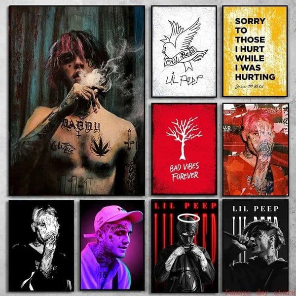 Hip hop Sic rapper Lil Peep poster canvas painting modern high-definition printing wall art pictures for living room home decoration Cuadros W241128